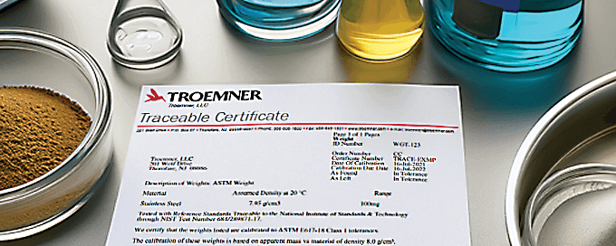 Troemner Traceable Weight Calibration Certificate Option